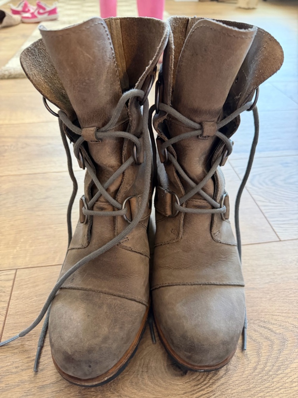 Sorel Brown Leather Lace-Up Combat Boots